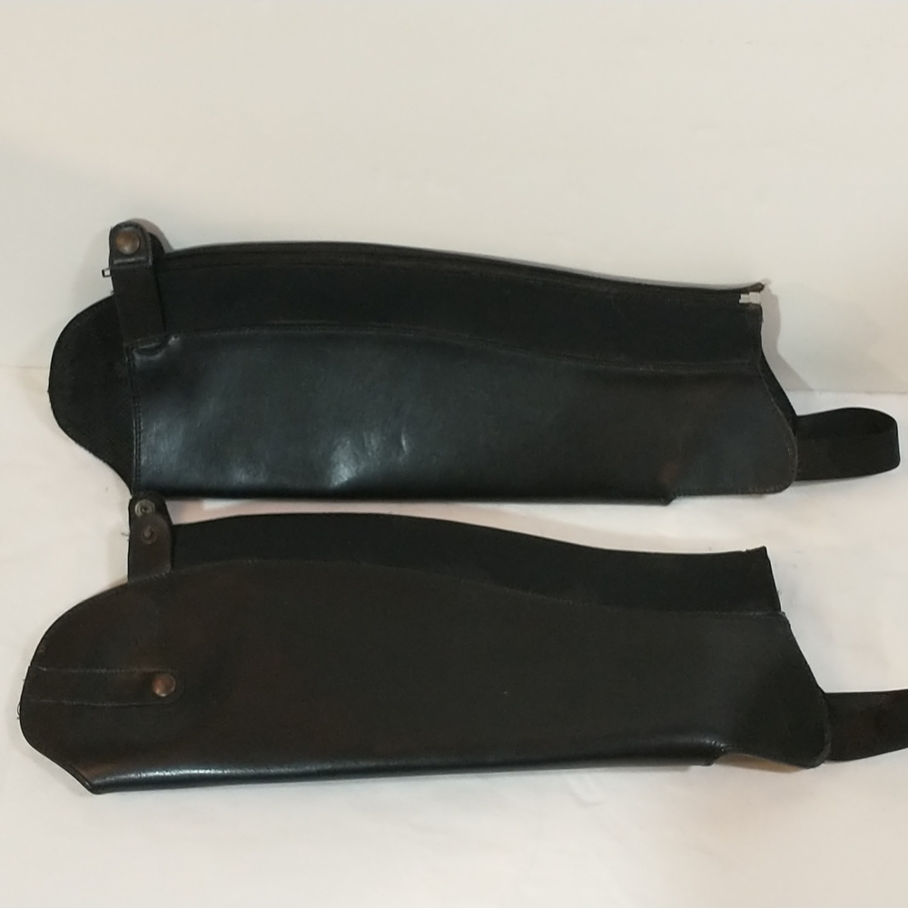 Devon Aire Half Chaps Leather Spanish Top Black Hampton SS Equestrian Riding